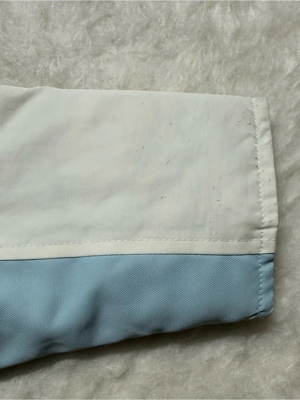 GAP White & Light Blue Colorblock Hooded Puffer Jacket